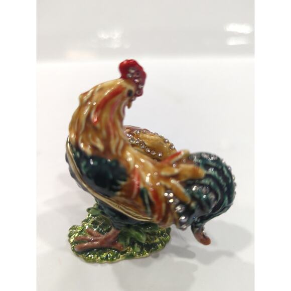 Rooster &Hen Jewelry Trinket Magnetic Closures Both Rooster And Hen Rhinestones - Picture 4 of 7